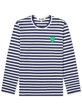 Comme des Garçons Play Green Heart Logo Stripe T P1T052-1