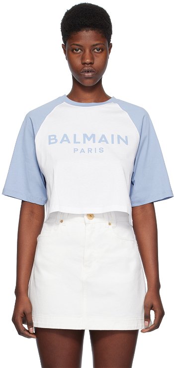 Balmain Raglan Sleeve T-Shirt CF1EE090BB02
