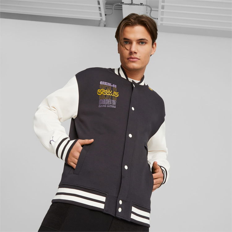 Men Champions Black and White Football Varsity Jacket