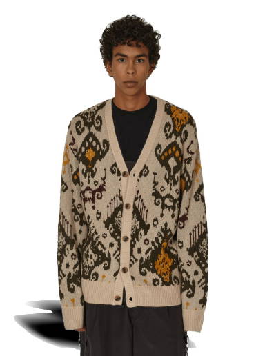 Sweater WACKO MARIA Jacquard Sweater 21FW WMK KN17 BEIG | FLEXDOG