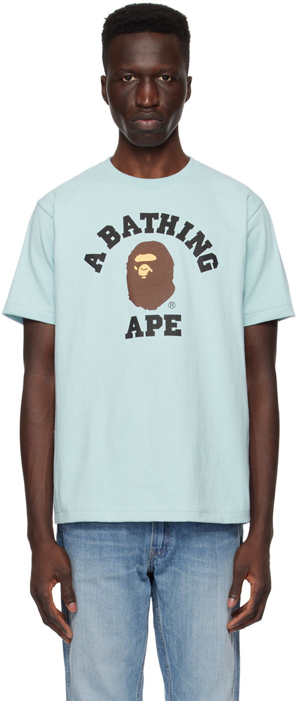 BAPE Mad Face College Long Sleeve Tee Blue