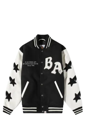 BAPE Relaxed Fit Varsity Jacket Black 001HJI801001M-BLK