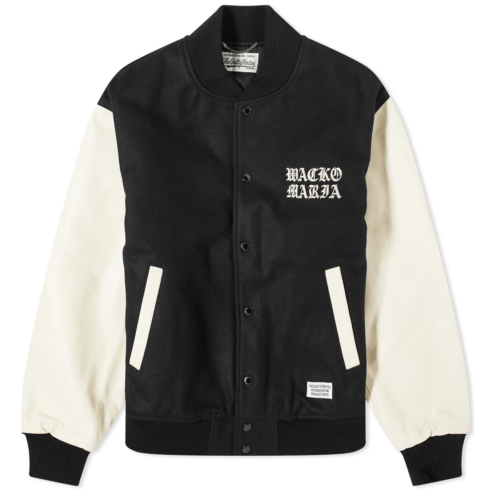 Jacket WACKO MARIA Leather Varsity Jacket 23FW-WMO-BL09-BLK | FLEXDOG