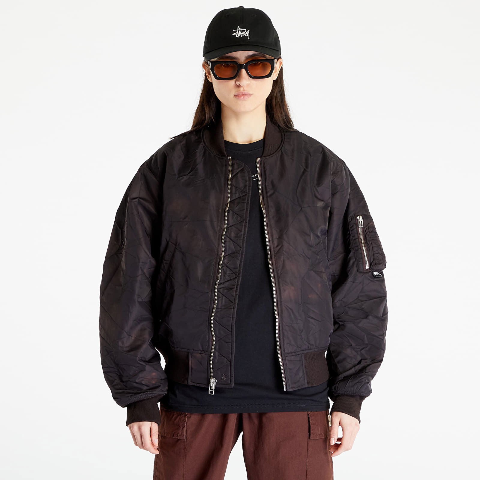 Bomber jacket Stüssy Dyed Nylon Bomber 115694 brown | FlexDog