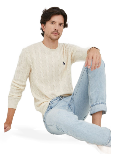 Logo Embroidered Cable Knit Jumper