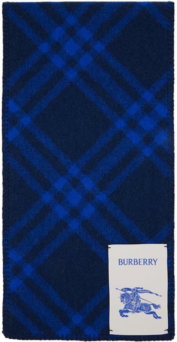 Burberry Check Wool Scarf Navy / Blue 8079249