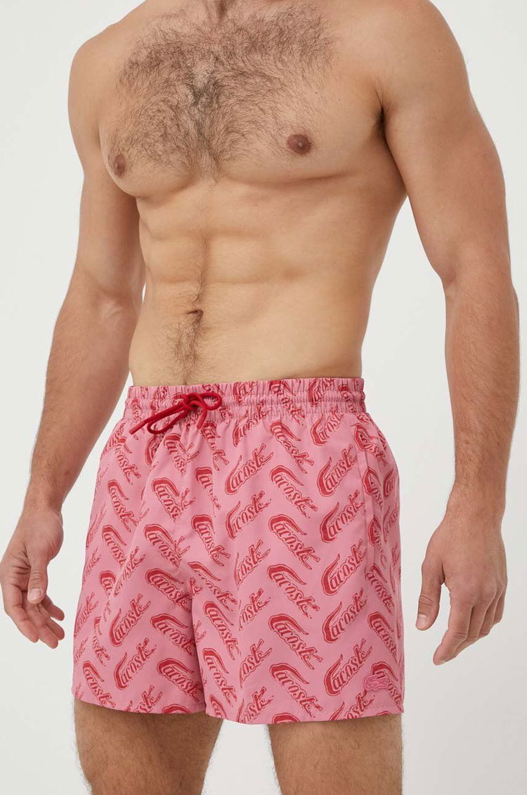 Lacoste Men’s Crocodile Print Swim Trunks