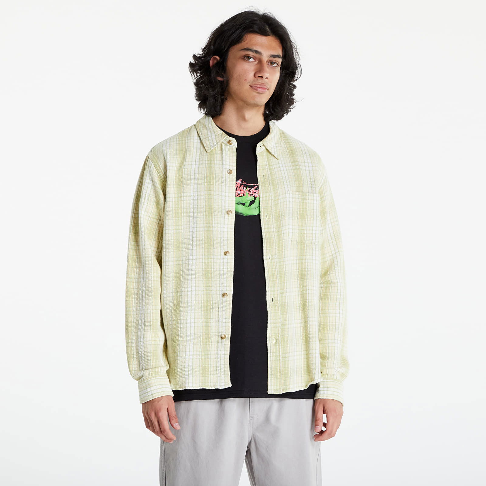 Shirt Stüssy Beach Plaid Shirt 1110232 Lime | FLEXDOG