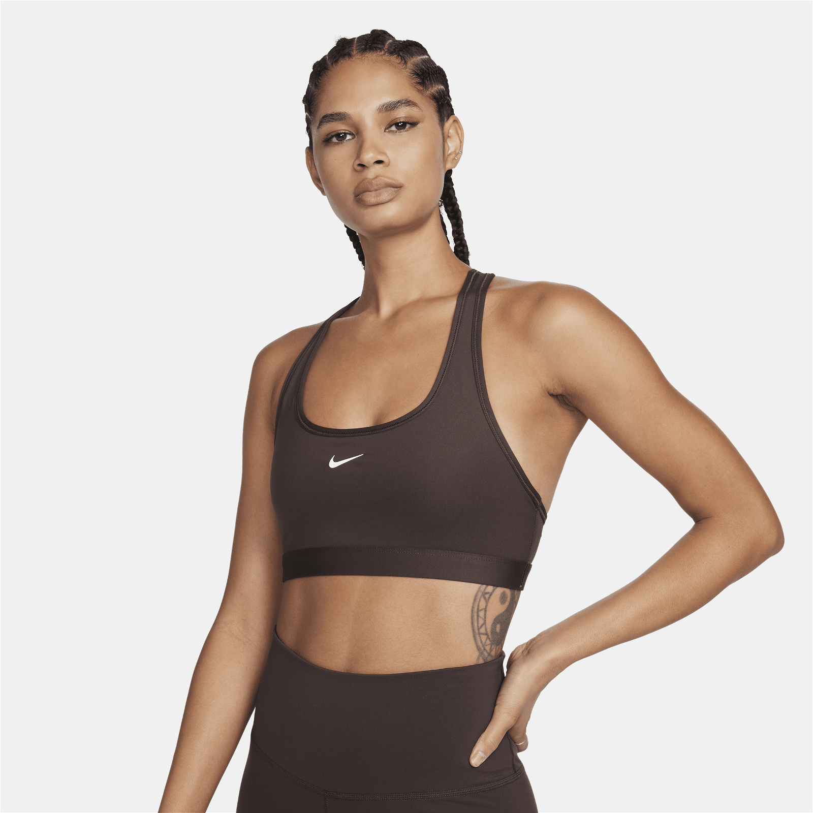 Nike Dri-fit Indy Icon Clash Light-support Padded T-back Sports Bra Brown
