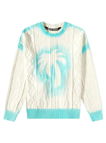 Palm Angels Sprayed Palm Cable Knit Sweat PMHE007S23KNI0040340