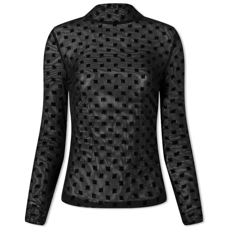 Black Monogram Mesh Turtleneck