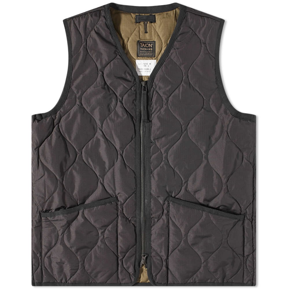 Vest TAION Military Zip V-Neck Down Vest TAION-001ZML-1-BLK | FLEXDOG