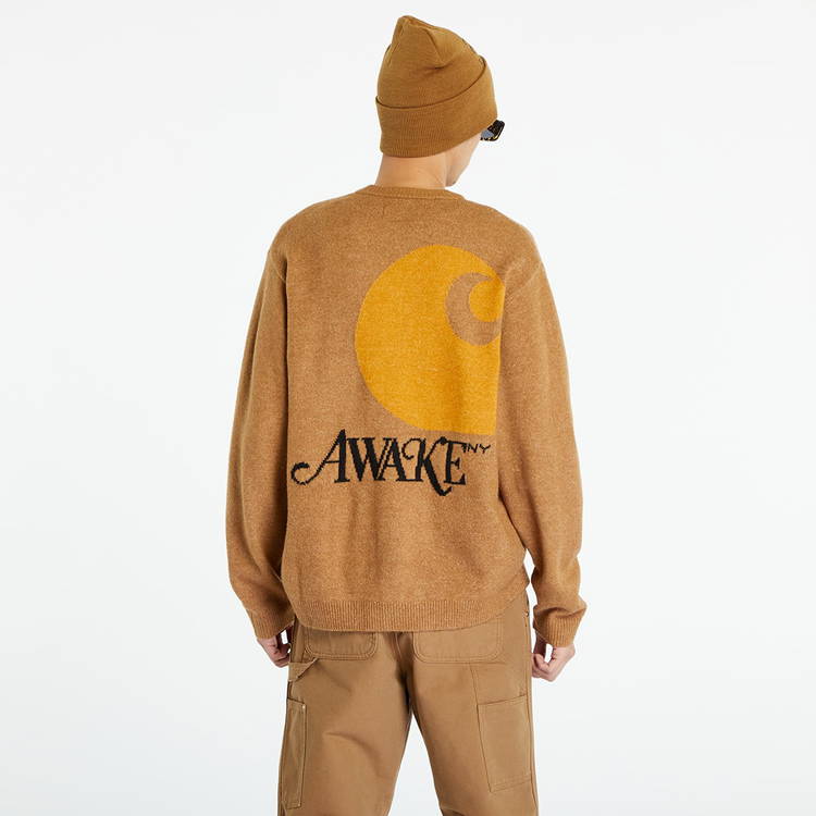 Sweater Awake NY x Carhartt WIP Cardigan AWK-CAR23-KN001-BRO | FLEXDOG