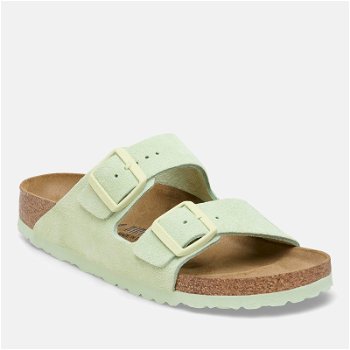 Birkenstock Arizona Slim Fit Suede Double Strap Sandals - Faded Lime 1026831
