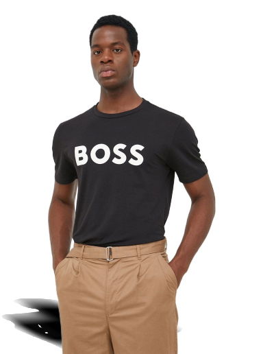 BOSS - Cotton-jersey T-shirt with rubber-print logo