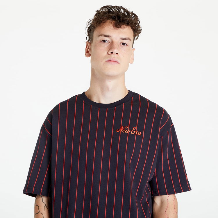 T-shirts New Era Pinstripe Jersey T-Shirt Medium Grey/ Black