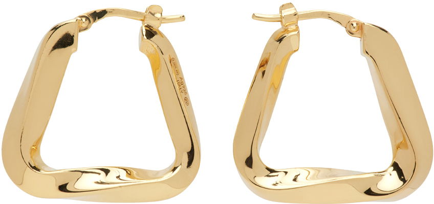 Striking Fairtrade 9ct Yellow Gold 3/4 Triangle Hoop Earrings